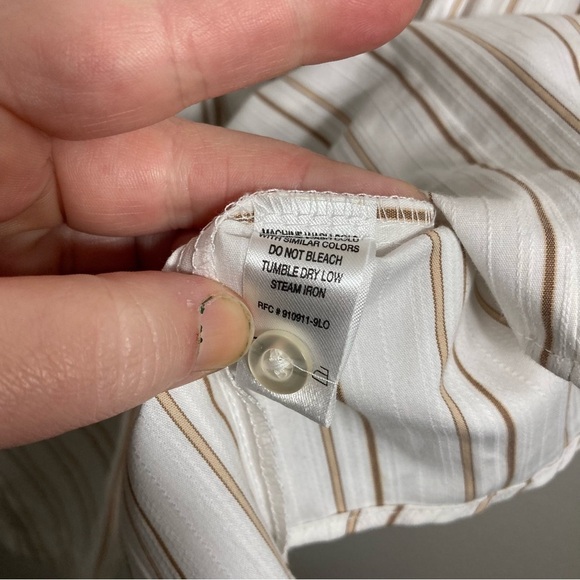 George Woman Striped Stretch Blouse - 26W - White/Tan - Picture 6 of 6